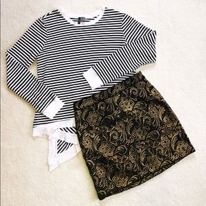 Black and White Striped Top with Asymmetrical Back